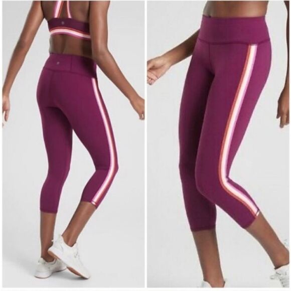 Athleta Contender Side Stripe Capri Leggings M EUC - Picture 1 of 3